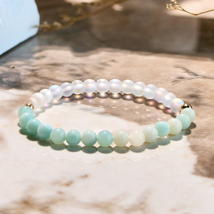 Olivenorma Natural Amazonite Moonstone Beaded Bracelet - image 3