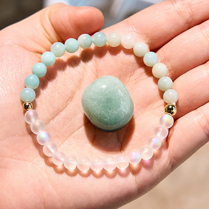 Olivenorma Natural Amazonite Moonstone Beaded Bracelet - Amazonite & Moonstone - image 0