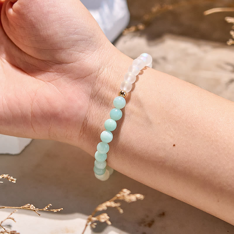 Olivenorma Natural Amazonite Moonstone Beaded Bracelet - image 1