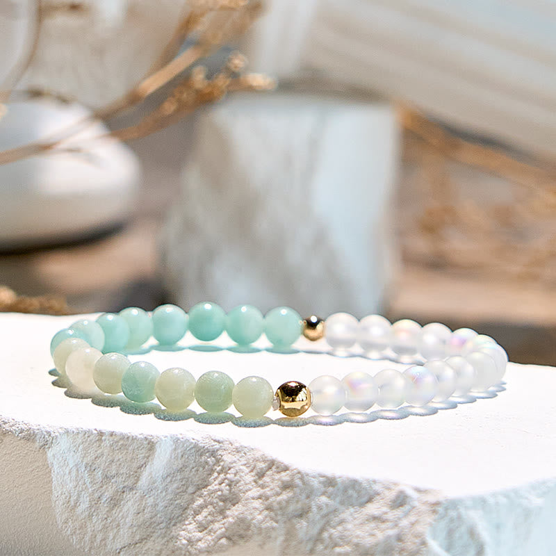 Olivenorma Natural Amazonite Moonstone Beaded Bracelet - image 4