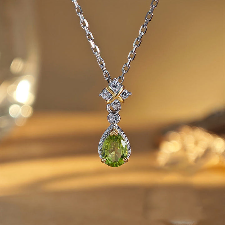 Olivenorma Natural Peridot Sterling Silver Necklace Ring - Necklace - image 3