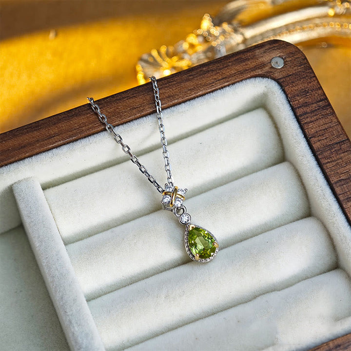 Olivenorma Natural Peridot Sterling Silver Necklace Ring - image 5