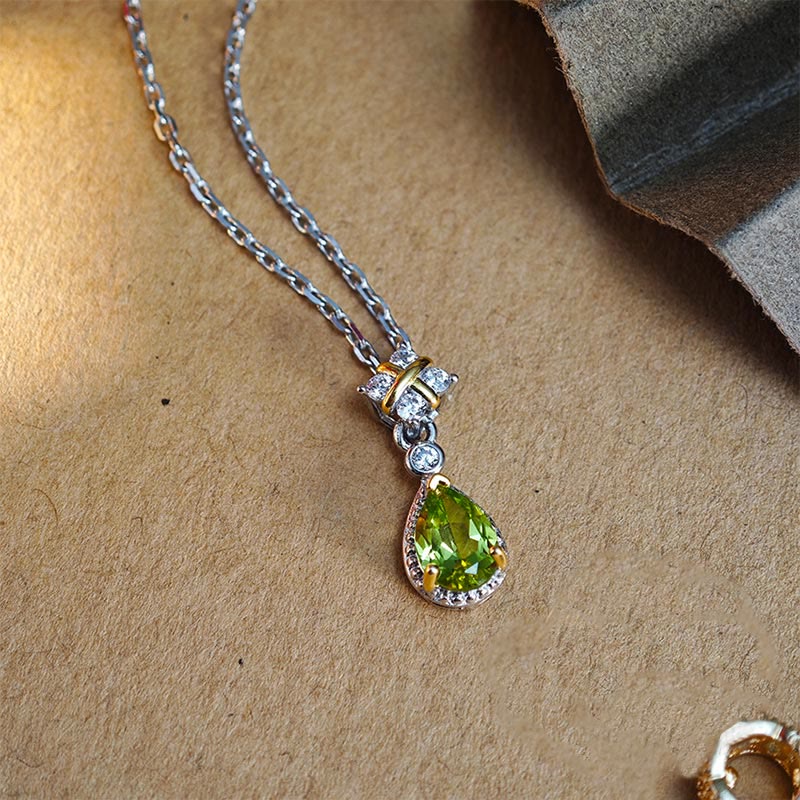Olivenorma Natural Peridot Sterling Silver Necklace Ring - image 4