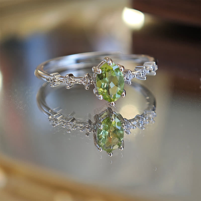 Olivenorma Natural Peridot Sterling Silver Necklace Ring - image 1