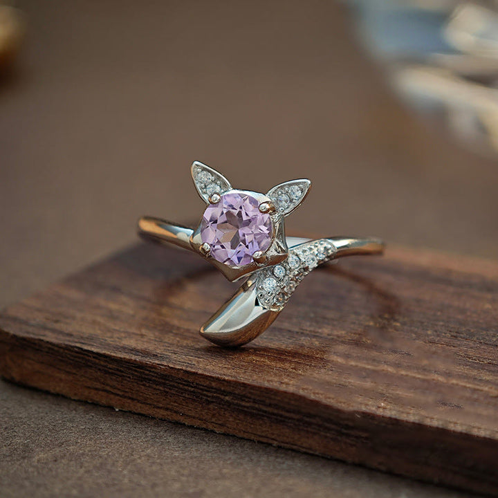 Olivenorma Natural Amethyst Sterling Silver Adjustable Ring - Amethyst - image 0