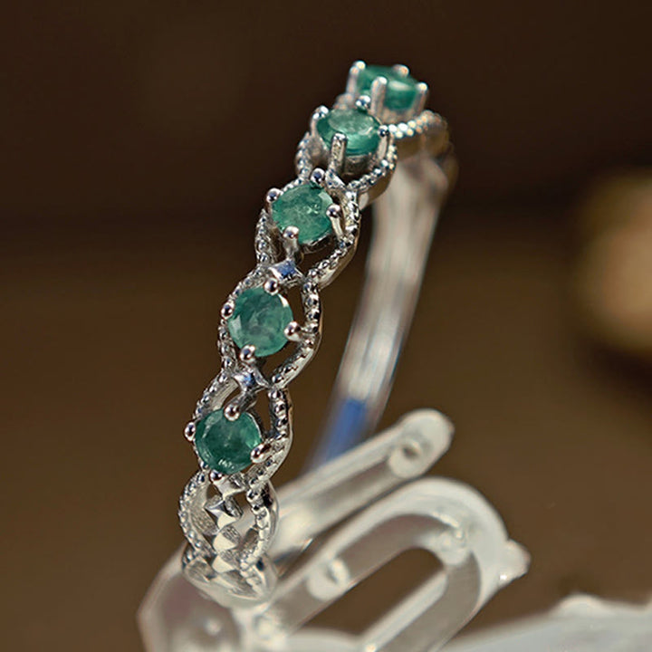 Olivenorma Natural Emerald Vintage Diamond Ring - image 2
