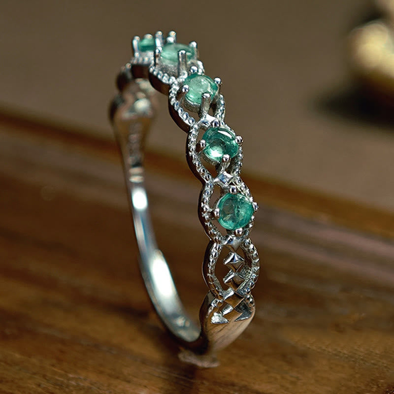 Olivenorma Natural Emerald Vintage Diamond Ring - image 1