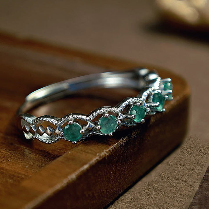 Olivenorma Natural Emerald Vintage Diamond Ring - image 3