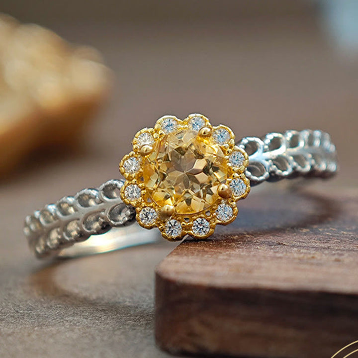Olivenorma Natural Citrine Sunflower Ring - Citrine - image 0
