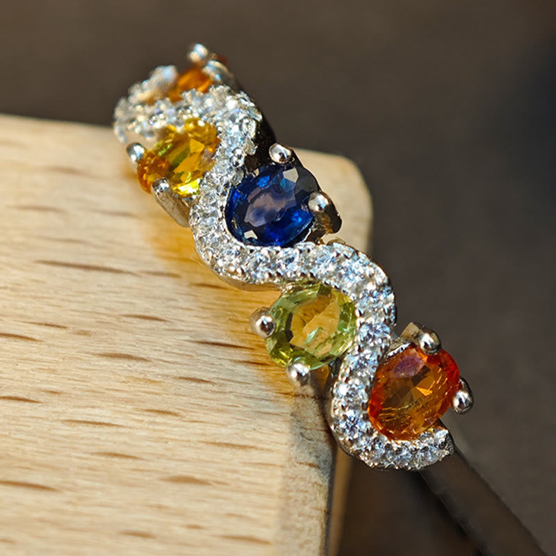 Olivenorma Natural Color Topaz Wave Shape Ring - image 1