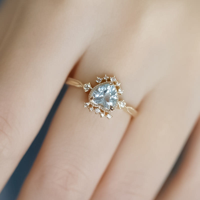 Olivenorma Natural Blue Topaz White Zircon Ring - image 1