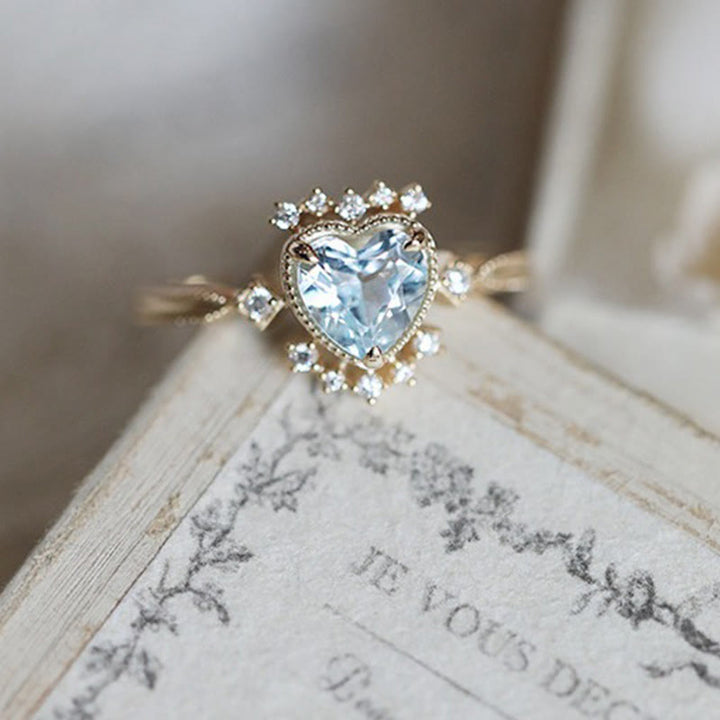 Olivenorma Natural Blue Topaz White Zircon Ring - image 6
