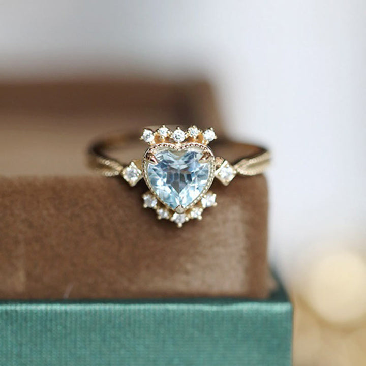 Olivenorma Natural Blue Topaz White Zircon Ring - Blue Topaz & White Zircon - image 0