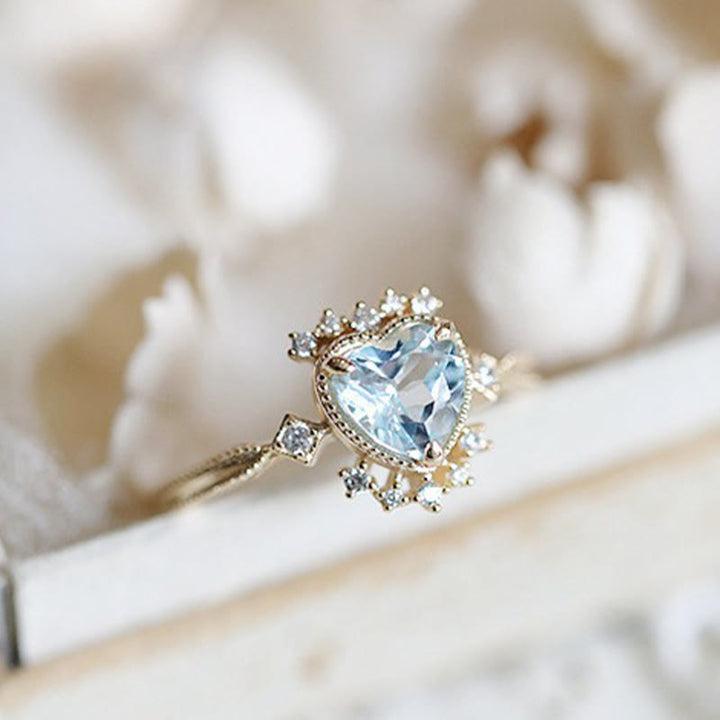 Olivenorma Natural Blue Topaz White Zircon Ring - image 5