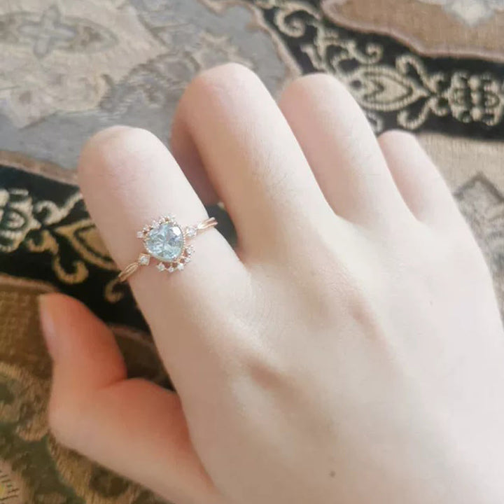 Olivenorma Natural Blue Topaz White Zircon Ring - image 3