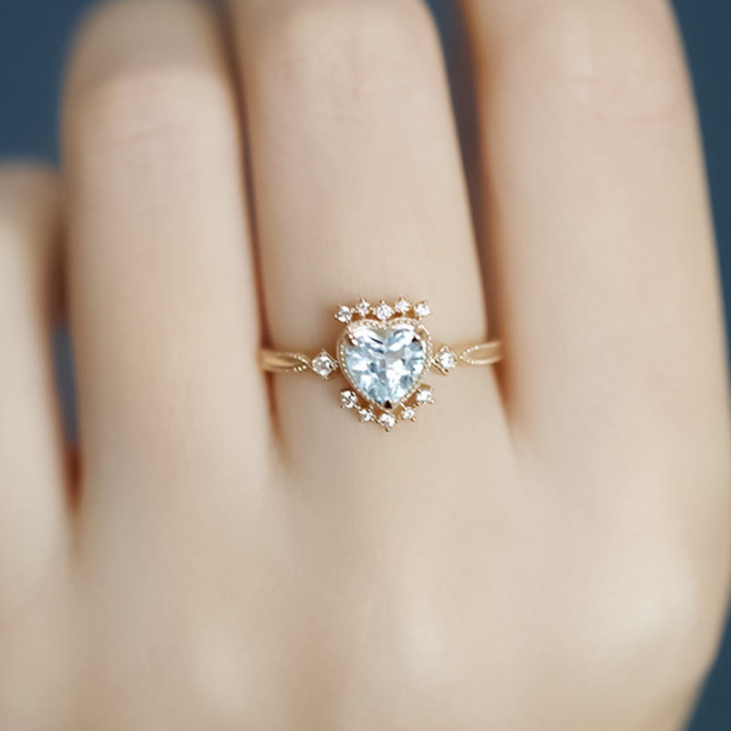 Olivenorma Natural Blue Topaz White Zircon Ring - image 2