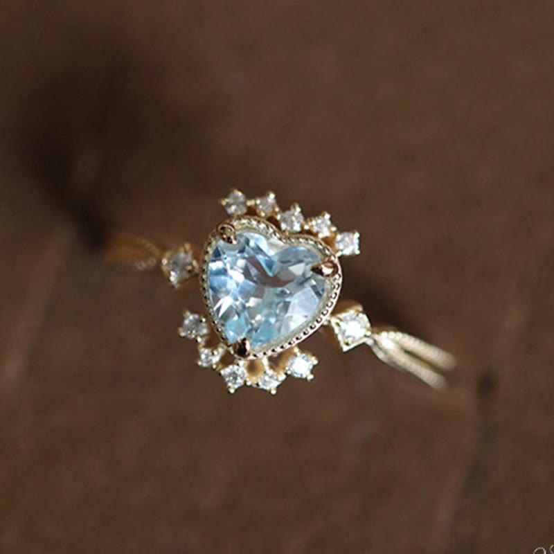 Olivenorma Natural Blue Topaz White Zircon Ring - image 4