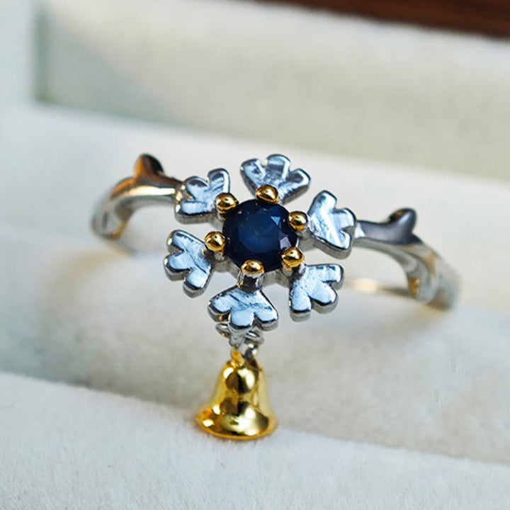 Olivenorma Sapphire Snowflake Bell Shape Sterling Silver Ring - image 3