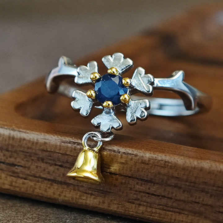 Olivenorma Sapphire Snowflake Bell Shape Sterling Silver Ring - image 2