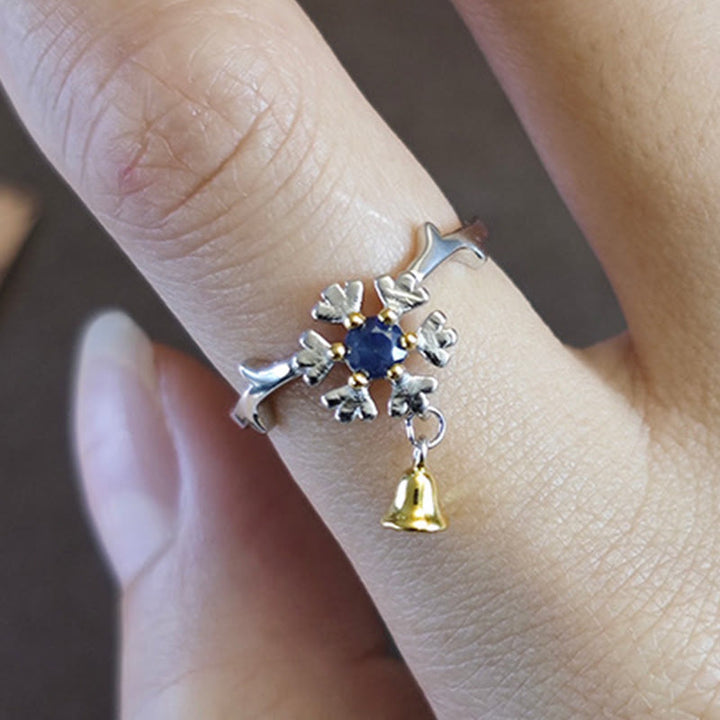Olivenorma Sapphire Snowflake Bell Shape Sterling Silver Ring - image 1