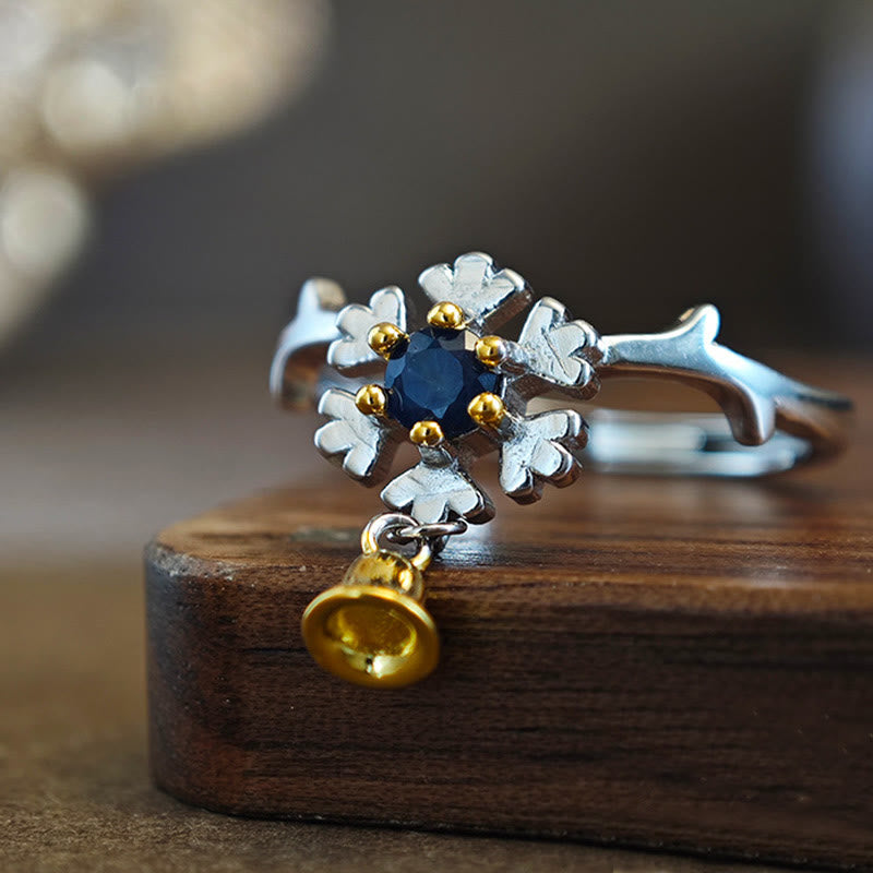 Olivenorma Sapphire Snowflake Bell Shape Sterling Silver Ring - Sapphire - image 0