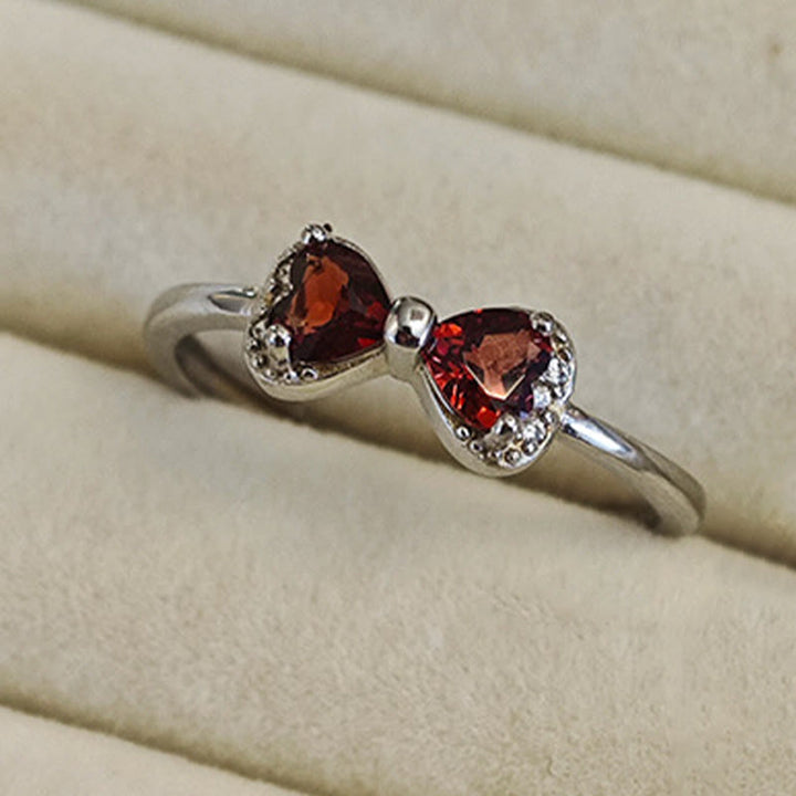 Olivenorma Natural Garnet Bow Sterling Silver Ring - image 2