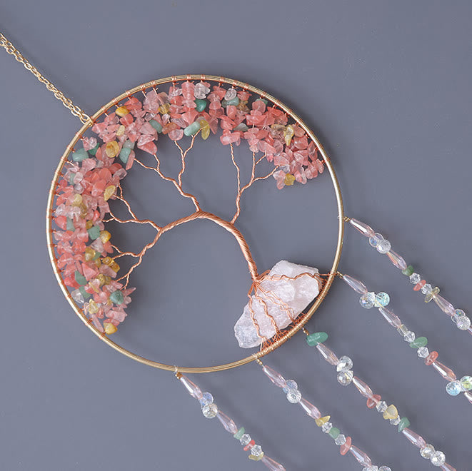Olivenorma Strawberry Quartz Tree Of Life Wind Chime - image 6