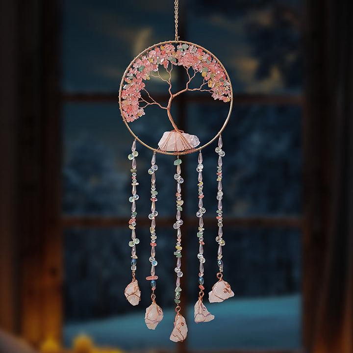 Olivenorma Strawberry Quartz Tree Of Life Wind Chime - image 5