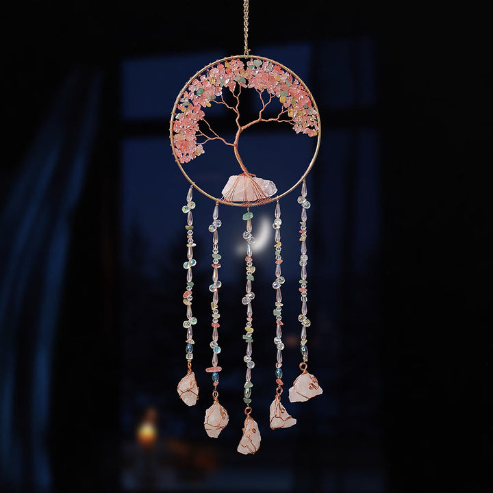 Olivenorma Strawberry Quartz Tree Of Life Wind Chime - image 4
