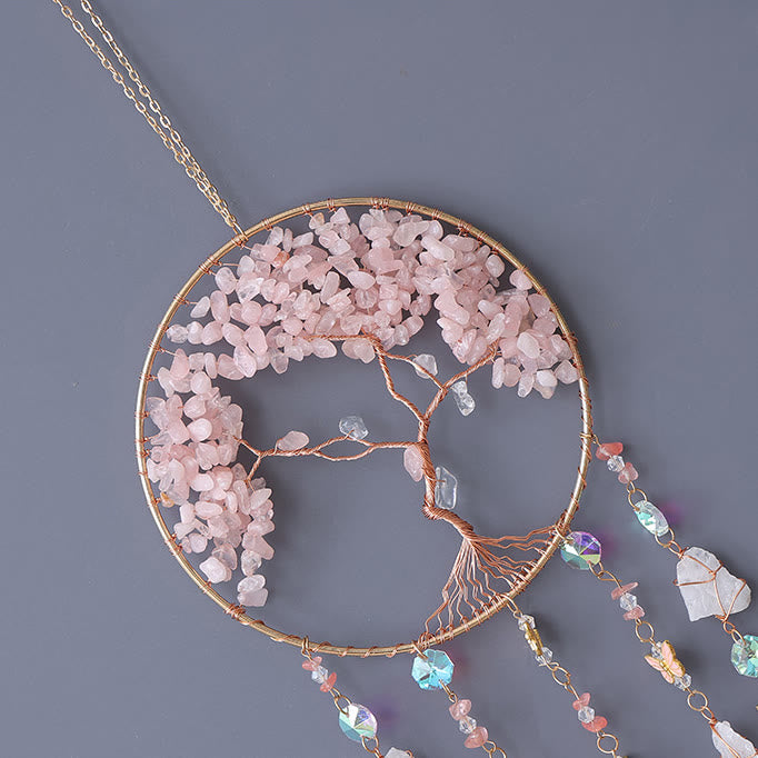 Olivenorma Rose Quartz Tree Of Life Wind Chime - image 6