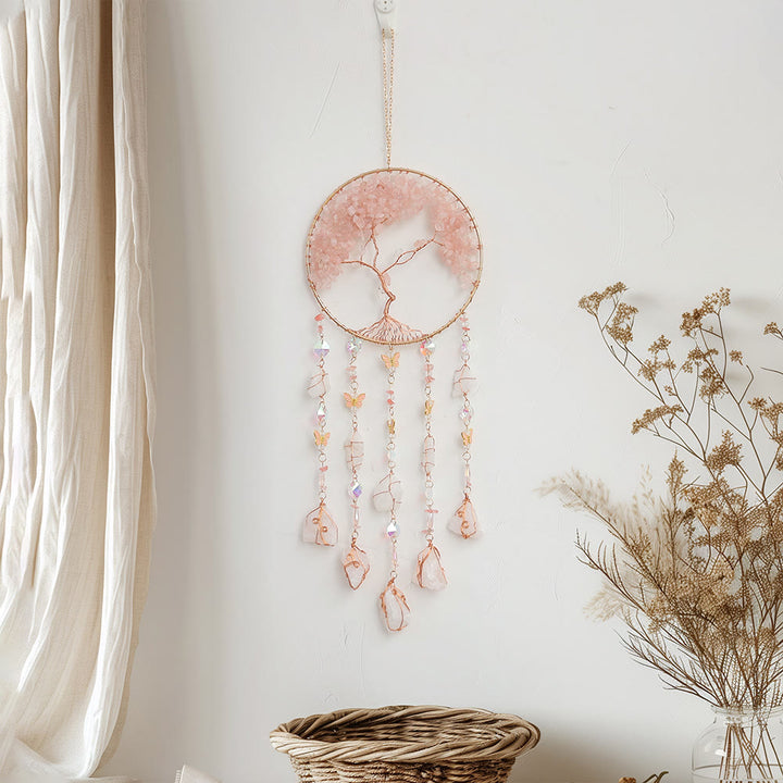 Olivenorma Rose Quartz Tree Of Life Wind Chime - image 5
