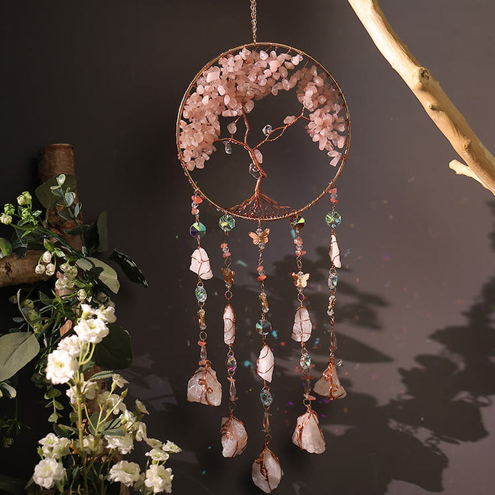 Olivenorma Rose Quartz Tree Of Life Wind Chime - image 3