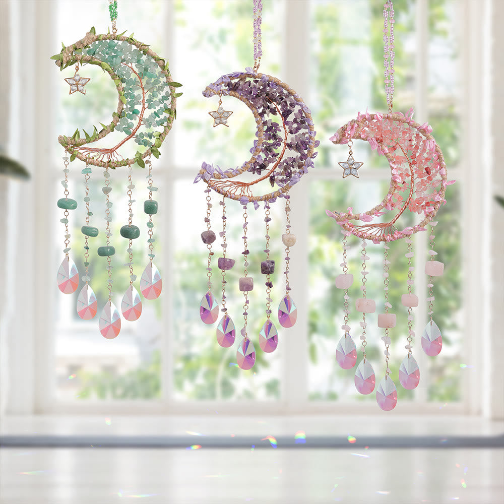 Olivenorma Natural Stone Moon Shape Mori Contact Wind Chime - image 13