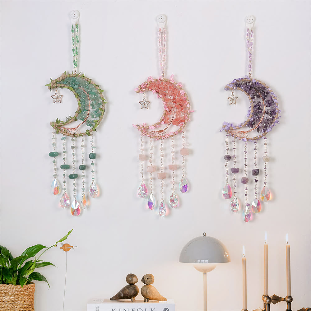 Olivenorma Natural Stone Moon Shape Mori Contact Wind Chime - image 14