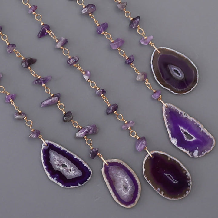 Olivenorma Natural Amethyst Purple Agate Pendant Wind Chime - image 10