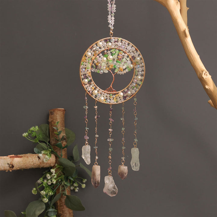 Olivenorma Freshwater Pearl Peridot Tree of Life Wind Chime - image 1