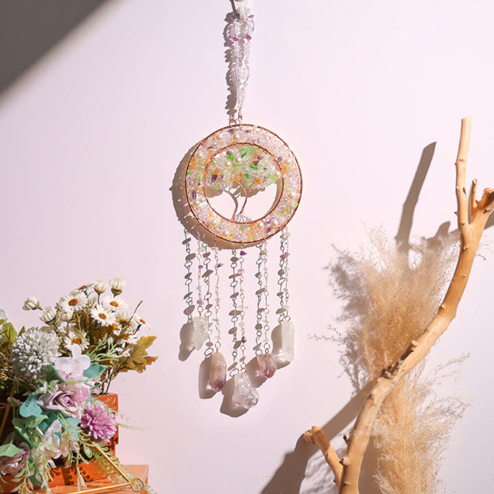 Olivenorma Freshwater Pearl Peridot Tree of Life Wind Chime - image 2
