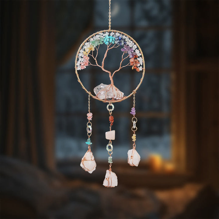 Olivenorma Clear Crystal Chakra Tree of Life Wind Chime - image 1