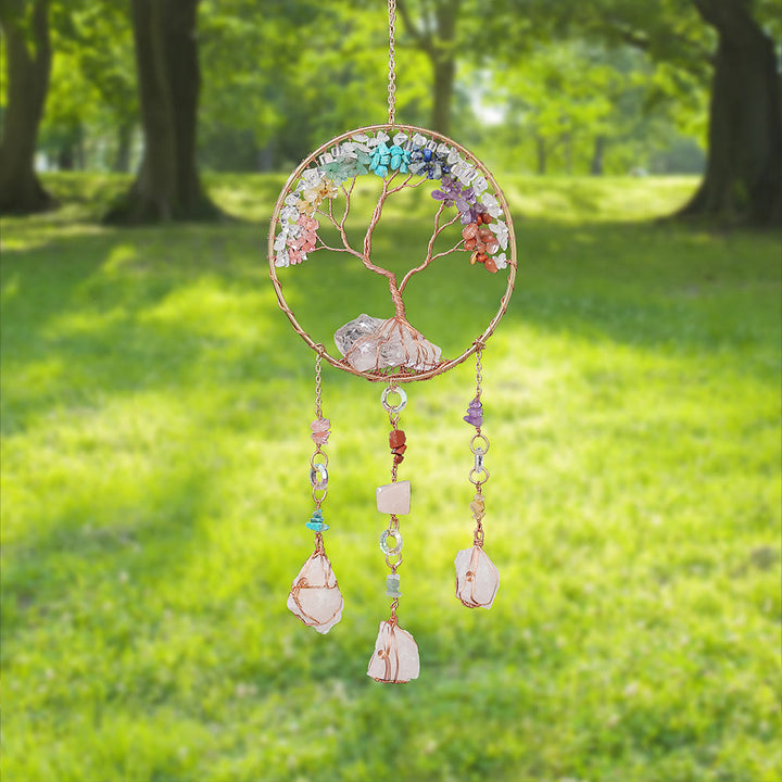 Olivenorma Clear Crystal Chakra Tree of Life Wind Chime - image 3