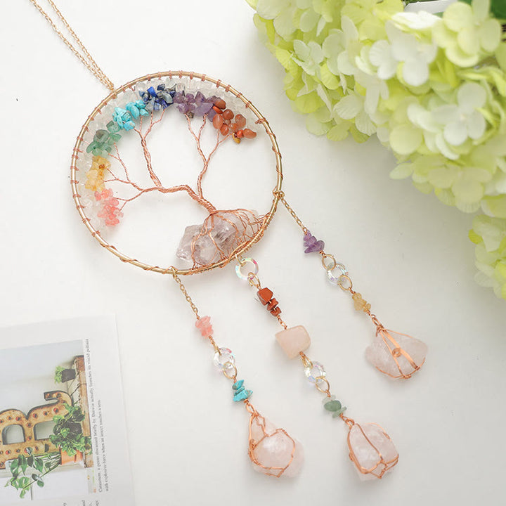 Olivenorma Clear Crystal Chakra Tree of Life Wind Chime - image 6