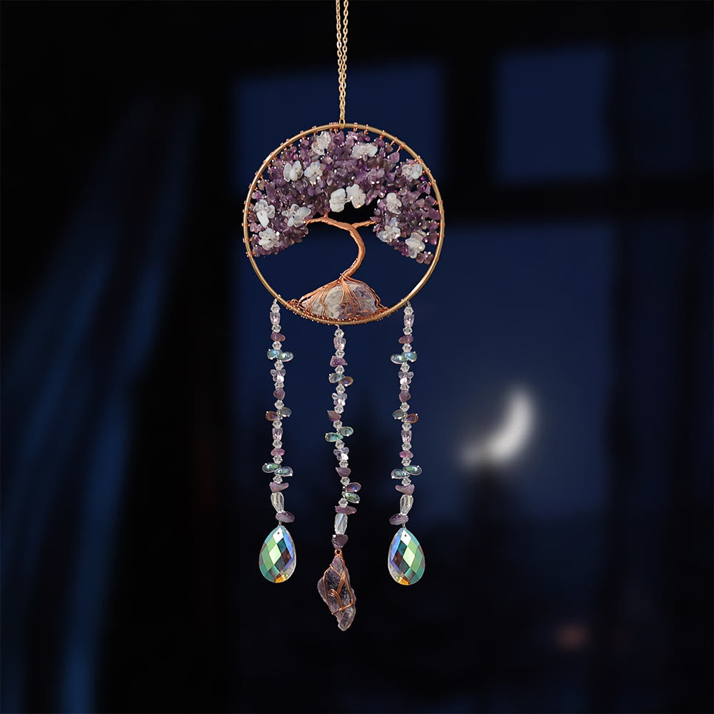 Olivenorma Amethyst Opalite Tree of Life Wind Chime - image 3