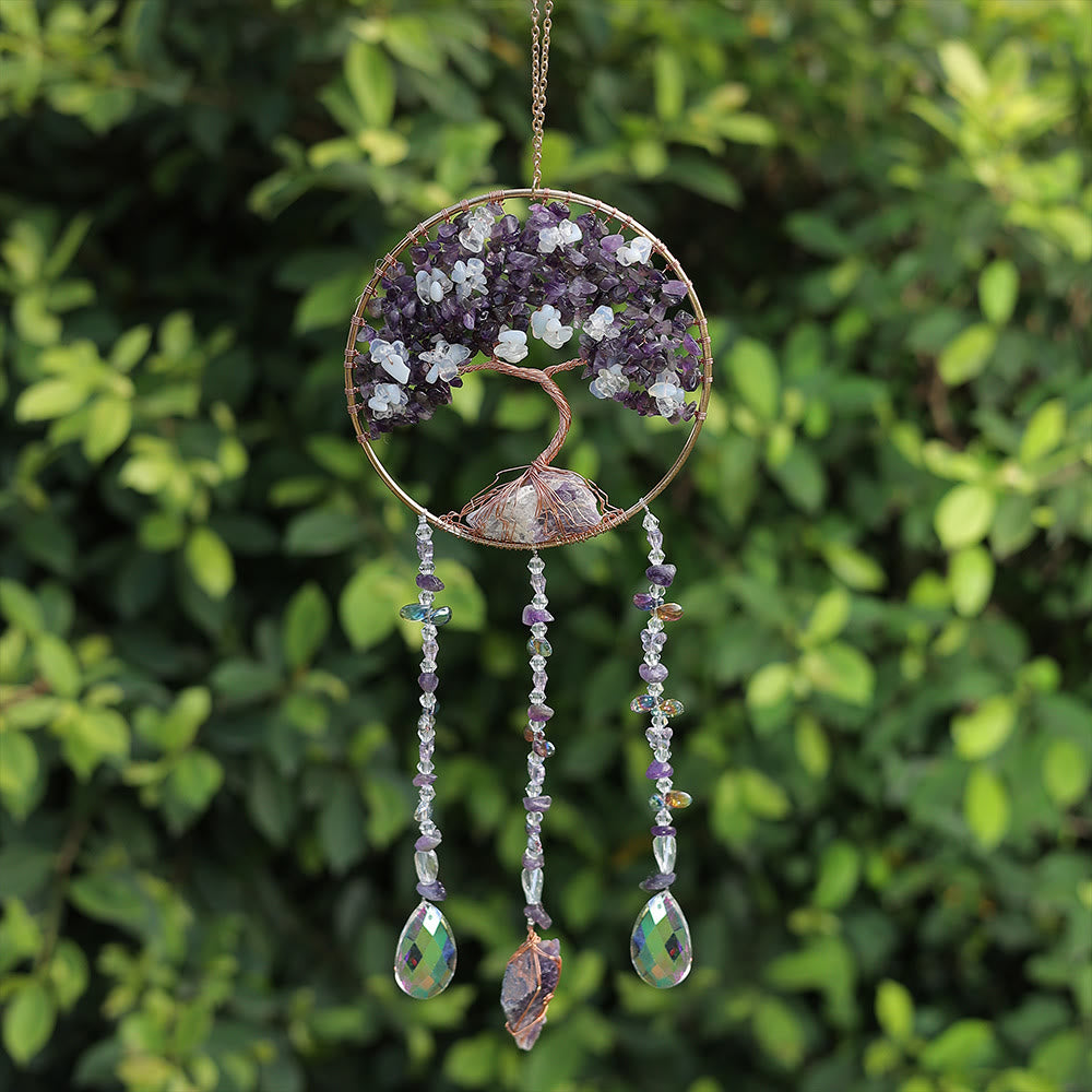 Olivenorma Amethyst Opalite Tree of Life Wind Chime - image 4