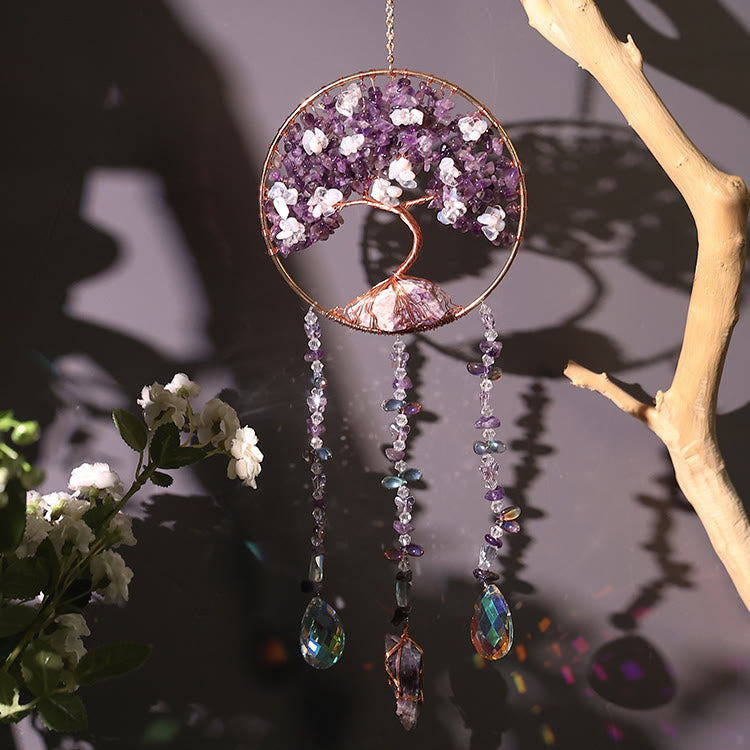 Olivenorma Amethyst Opalite Tree of Life Wind Chime - image 2