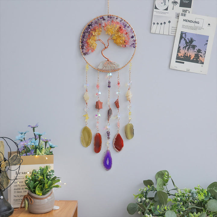 Olivenorma Citrine Fluorite Tree of Life Wind Chime - Natural Stone - image 0
