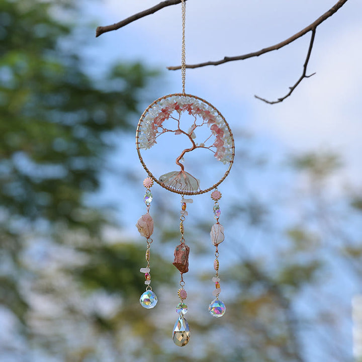 Olivenorma Strawberry Quartz Opalite Tree Of Life Wind Chime - image 6