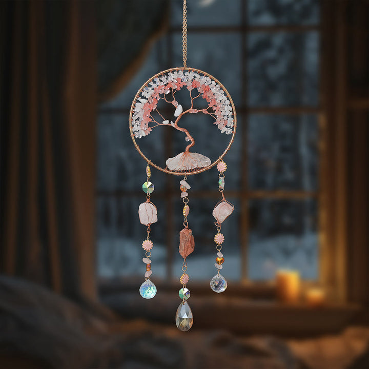 Olivenorma Strawberry Quartz Opalite Tree Of Life Wind Chime - image 7