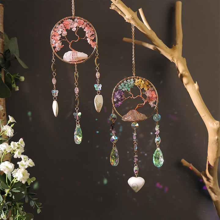 Olivenorma Four Natural Stones Tree Of Life Wind Chime - image 0