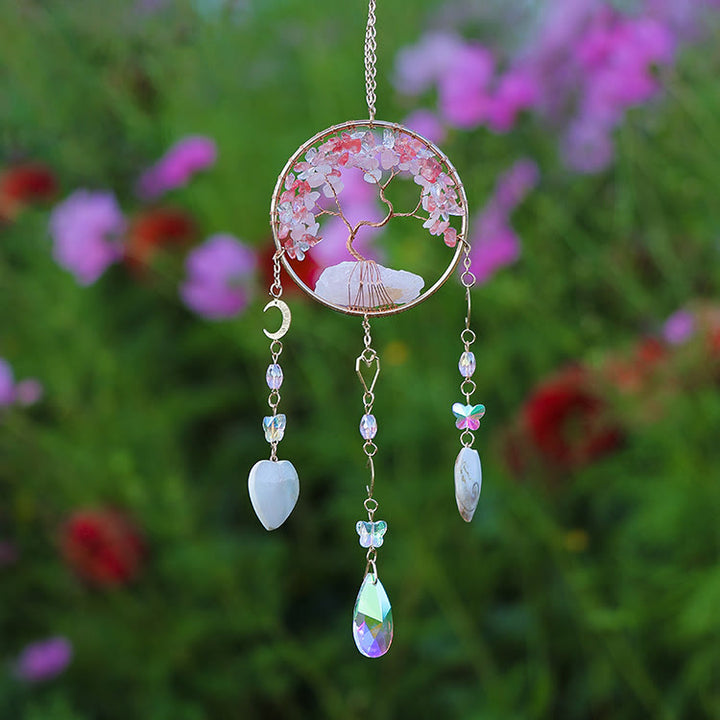 Olivenorma Four Natural Stones Tree Of Life Wind Chime - image 5
