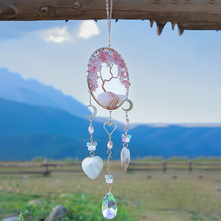 Olivenorma Four Natural Stones Tree Of Life Wind Chime - image 3