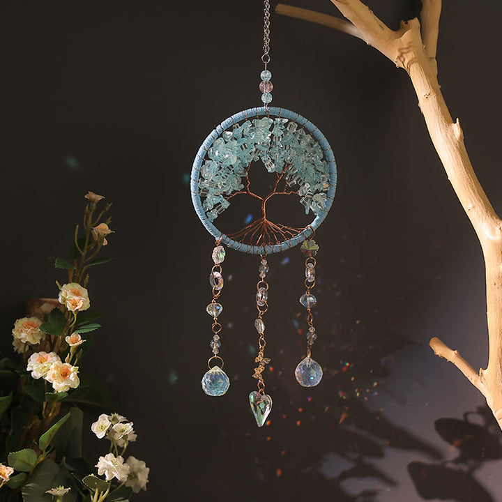 Olivenorma Amethyst Aquamarine Tourmaline Tree of Life Wind Chime - image 5